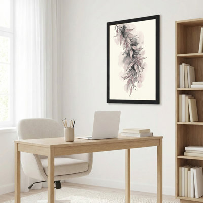 Art mural sur toile noir encadré pour le salon, la chambre à coucher, le bureau ou le vestibule - décoration murale décorative avec branche