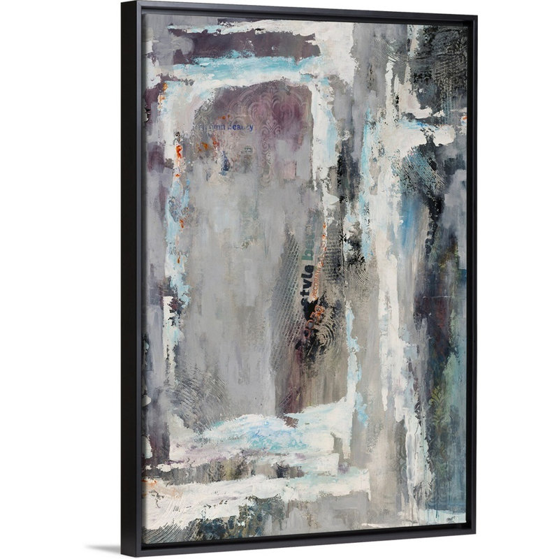 « diversifié », peinture sur toile, H 49,7 po x l 33,7 po x p 1,75 po, Cadre flottant noir