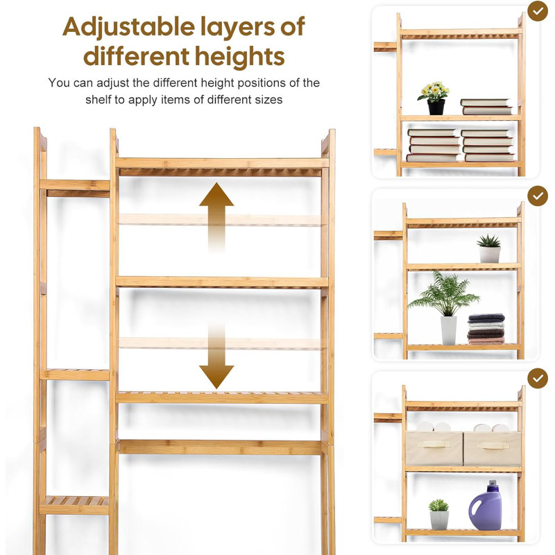 Natural Bamboo Over-the-Toilet Storage with Adjustable Shelves
