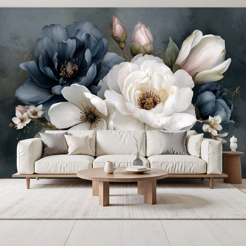 Papier peint floral à peler et coller Moody, L 96 po x l 69 po