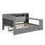 Lit de jour multifonctionnel avec bureau intégré, tablettes de rangement et lit gigogne extensible, avec station de charge intégrée et éclairage DEL-1748045113