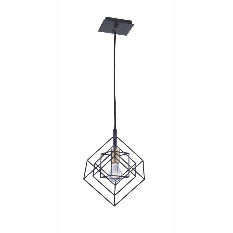 Luminaire suspendu géométrique à 1 lumière Artistry, Noir mat / laiton moisson