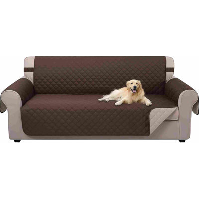 Housse de canapé réversible et lavable pour les chiens, avec sangles élastiques, protecteur de meubles hydrofuge pour 3 coussins (canapé, café / beige)