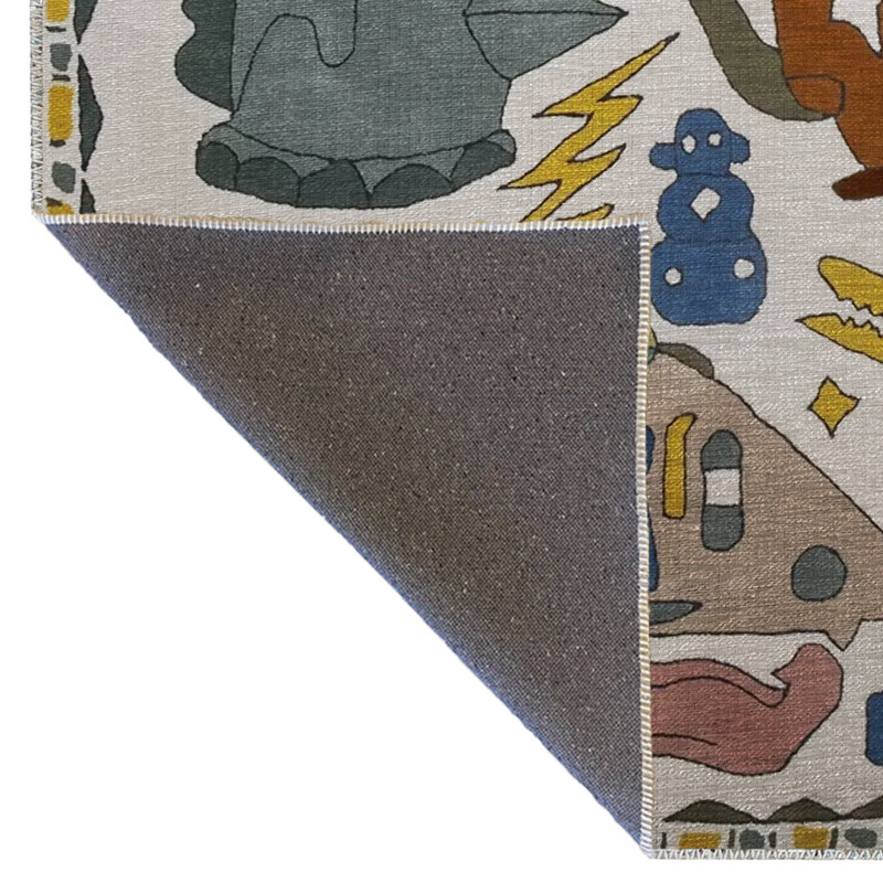 Tapis décoratif moderne à motifs clairs et multicolores, Rectangle 4 pi 11 po x 9 pi 10 po