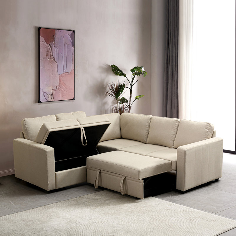 Canapé-lit modulaire, Polyester beige