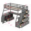 Lit mezzanine avec tiroirs, tablettes et bureau-533207086