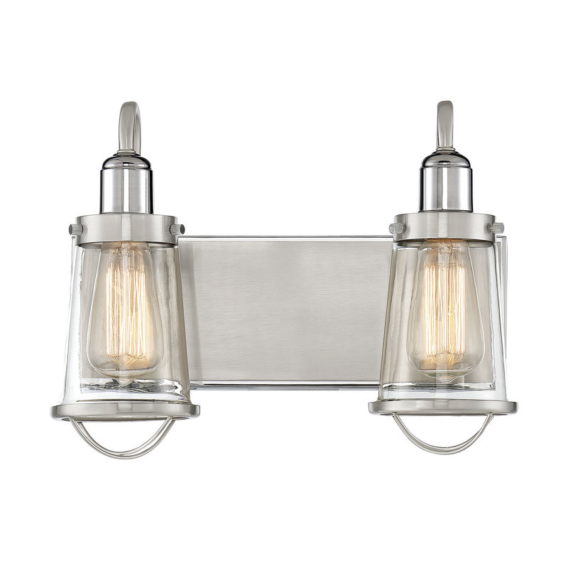 Éclairage pour meuble-lavabo à 2 lumières à intensité variable Antoney en nickel satiné / nickel poli, Deux lumières
