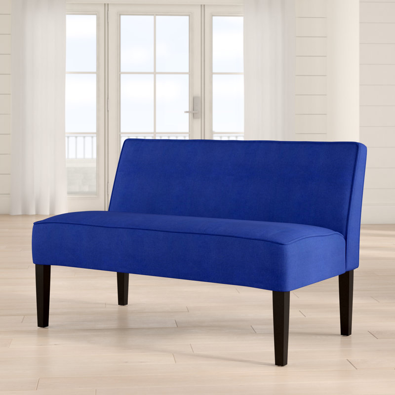 Causeuse rembourrée en lin Nhat, Polyester bleu marine