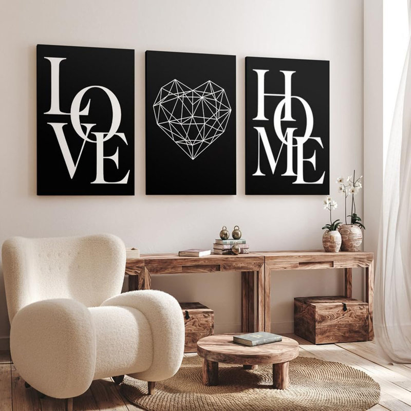 Love Home Wall Decor Black and White Farmhouse Modern Art for Entryway Hallway - Family Sign Express Warmth 12"x16"