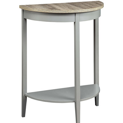 Console en chêne gris pour espace de vie décoratif demi-lune