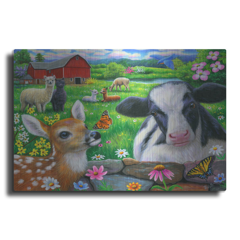 «August at the Farm» par Bridget Voth, August Grove, art mural en métal, H 16 po x l 24 po