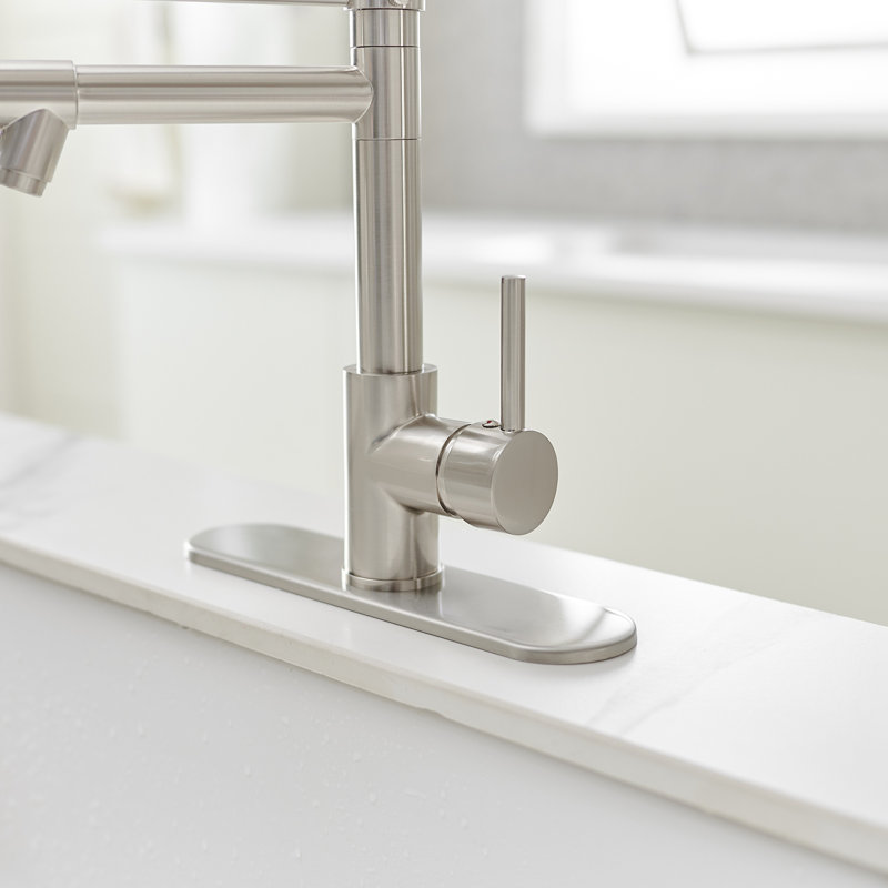 Pull Down Single Handle Kitchen Faucet with Accessories, Brushed Nickel