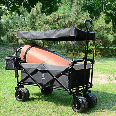 Folding Wagon Cart With Cooler Bag And Removable Canopy