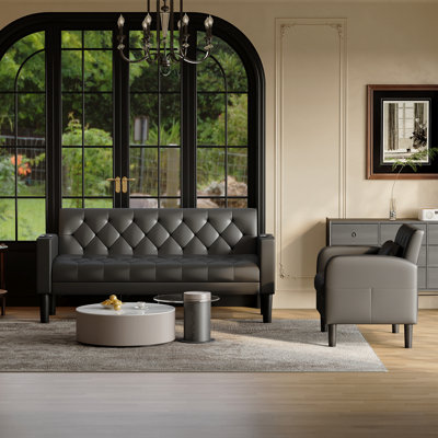 Faux Leather Living Room Set With USB Ports & Storage 