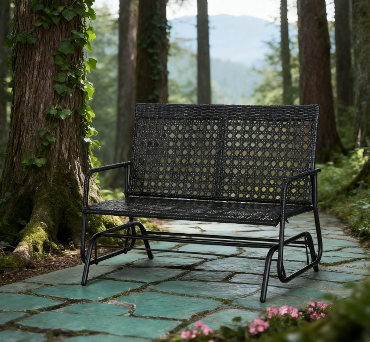 Chaise berçante d'extérieur en osier de patio
