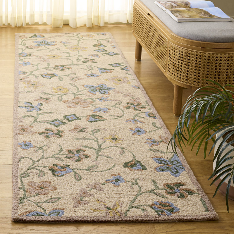 Laine touffetée à la main Chelsea Tapis d'intérieur en coton, Tapis de couloir 2 pi 3 po x 8 pi
