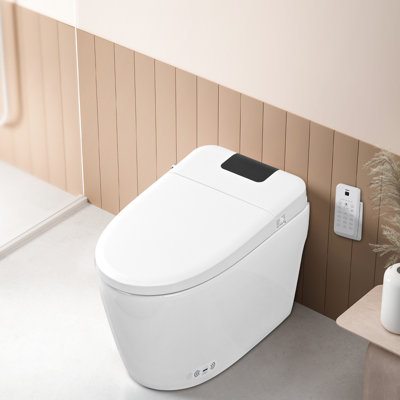 Smart Toilet Bidet With Heated Seat, Led Display, Self-Cleaning Nozzle, Night , Flushing Remote Control Option Without Seat