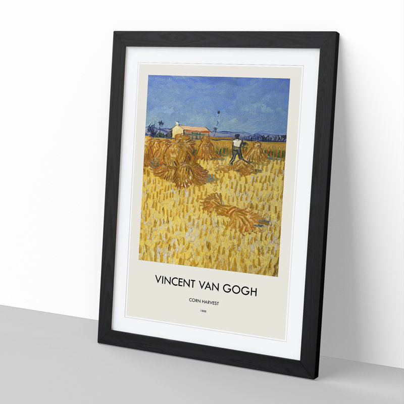 Corn Harvest in Province by Vincent Van Gogh - Picture Frame Art Prints, 36cm H x 27cm W x 2cm D, Black