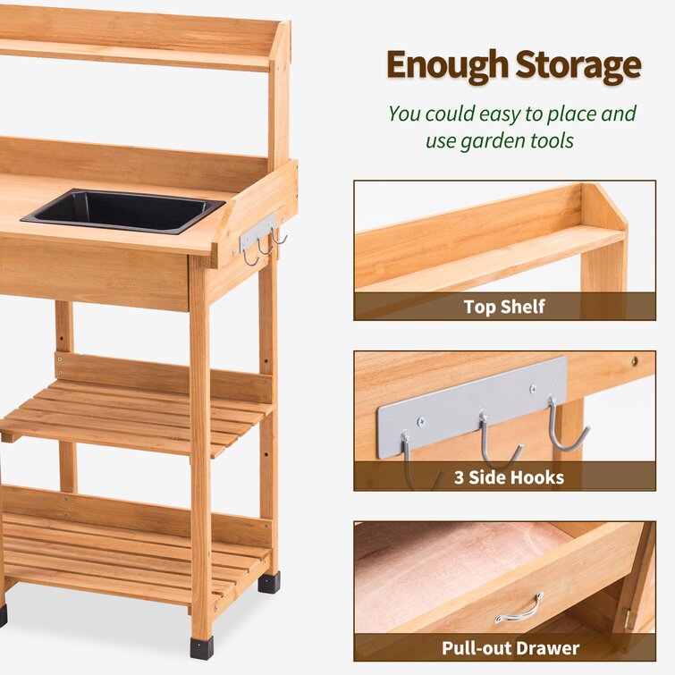 Idil Fir Wood Potting Bench