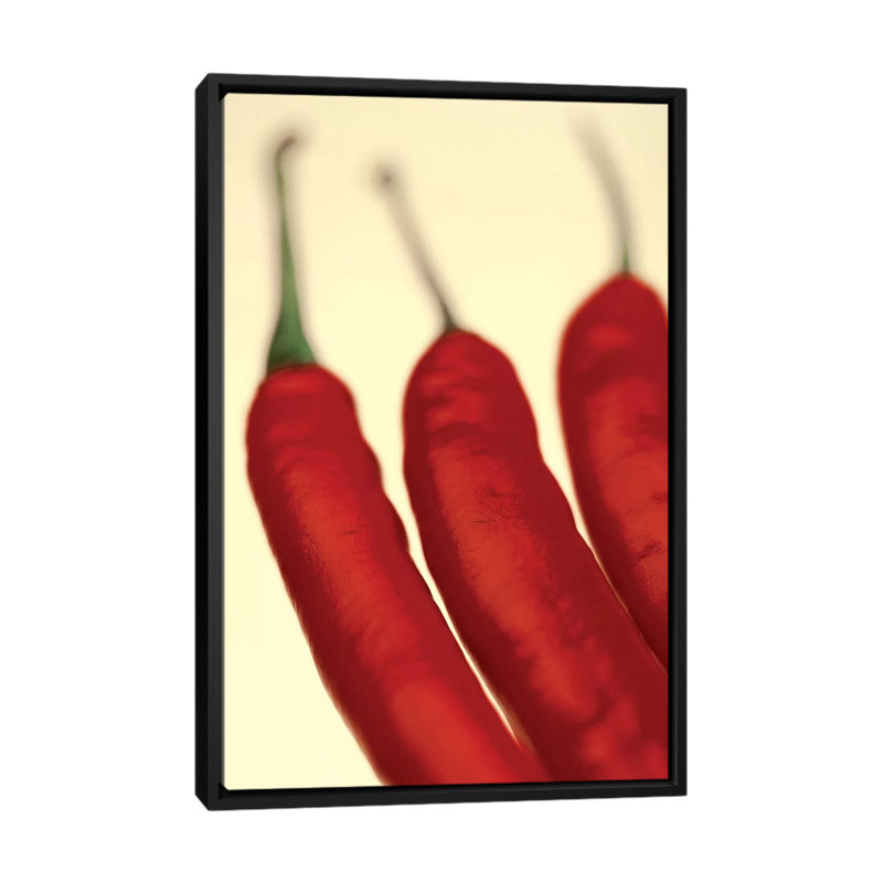 « chili », impression sur toile, H 26 po x l 18 po x P 1,5 po, Toile avec cadre noir, Pas de tapis