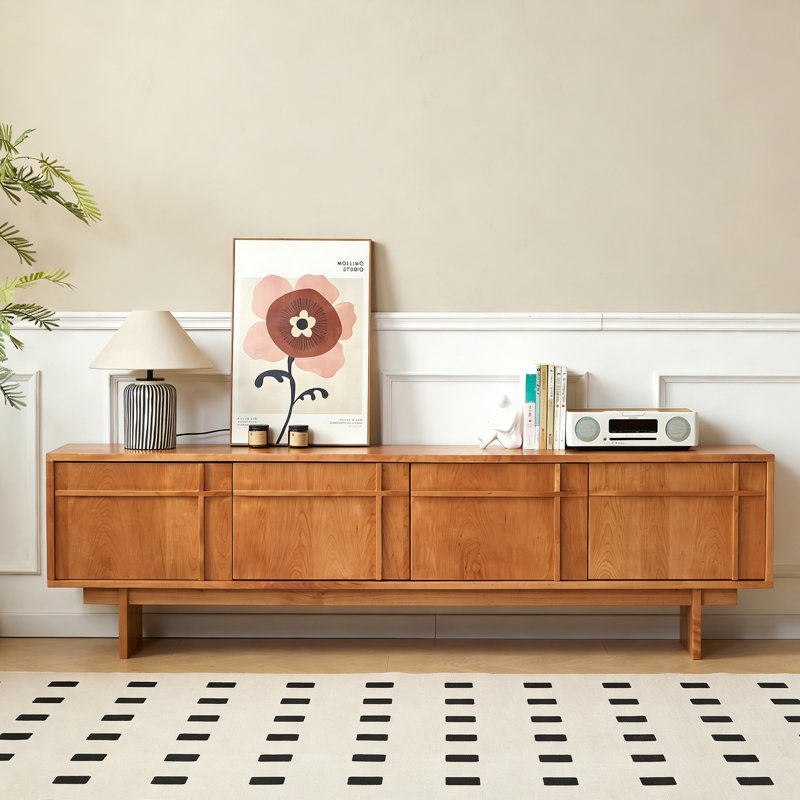 Meuble télé moderne et minimaliste, H 21,65 po x L 86,61 po x l 15,75 po