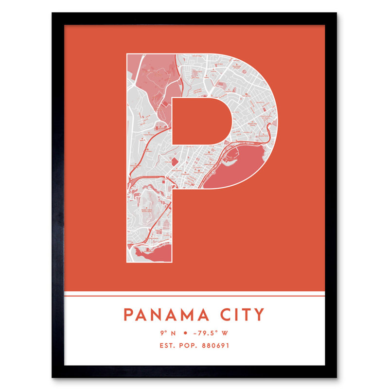 Panama City City Map Panama City Panama City Map 1 Piece Single Picture Frame Wall Art
