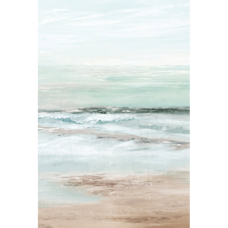 Turqouise Beach II - Imprimé, H 18 po x l 12 po, Oui, Cadre doré simple