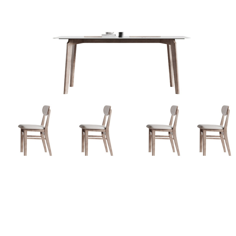 Ensemble de chaises de table en bois de frêne chic, H 29,52 po x L 62,99 po x l 31,49 po