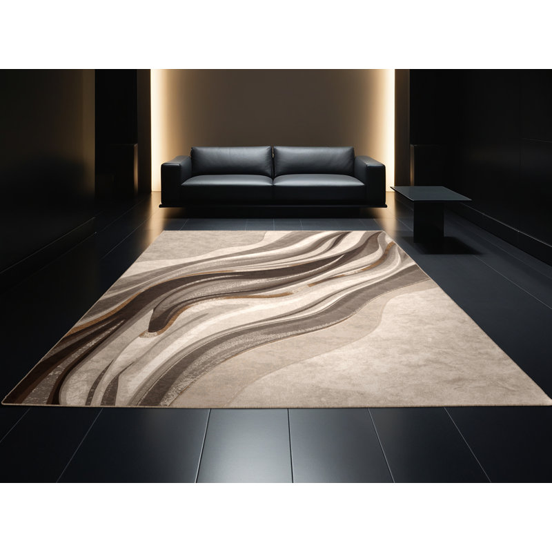 Tapis beige lavable à la machine moderne Brentwood, 3 X 5