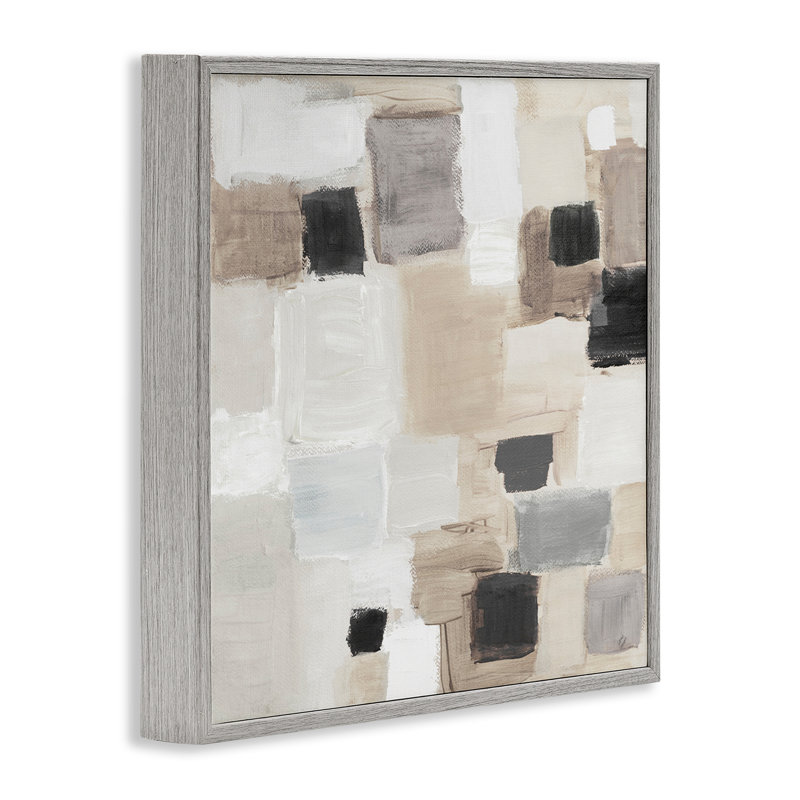 «Neutral Square Patchwork», estampe numérique encadrée par Lanie Loreth, Estampe numérique Farmhouse, H 24 po x l 24 po