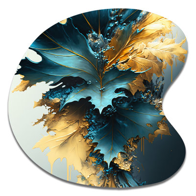 Everett - Irregular Shape Leaves Metal Wall Art, Asymmetrical Metal Wall Sculpture Print