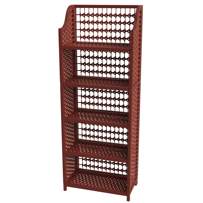 Johns Natural Fiber Shelves, Mahogany, (5 Shelves) 53" H x 19.5" W x 10" D