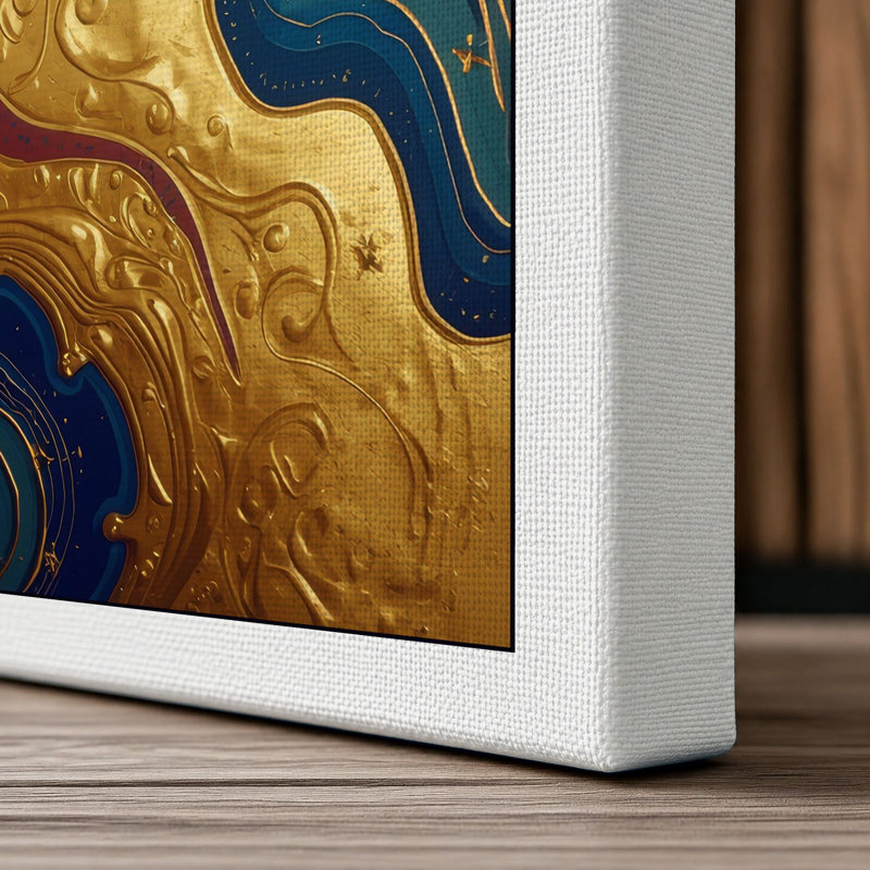 Gilded Flows Abstract - Wrapped Canvas, 24x16 - 61.0 x 40.6 cm, White Border