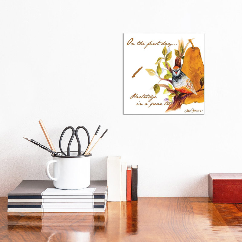 Partrige In A Pear Tree by Janice Gaynor - Wrapped Canvas Painting, 30.48 cm H x 30.48 cm W