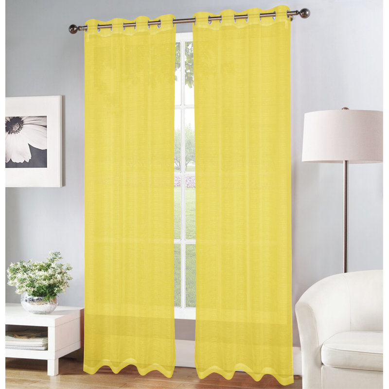 Hayle Semi Sheer Curtain Single Panel, Yellow