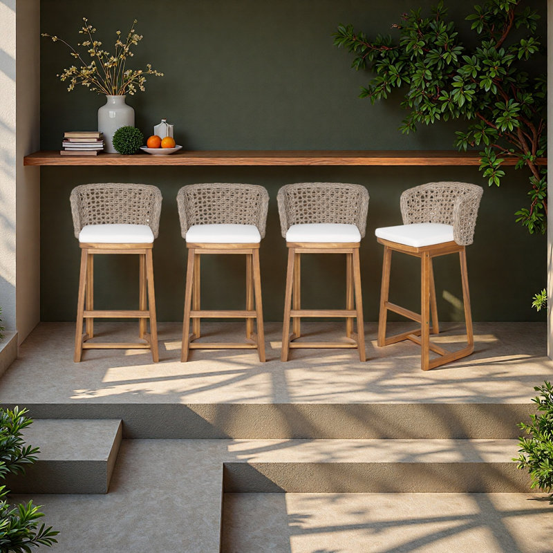 Tabourets de bar d'extérieur en bois d'acacia (4 PCS)