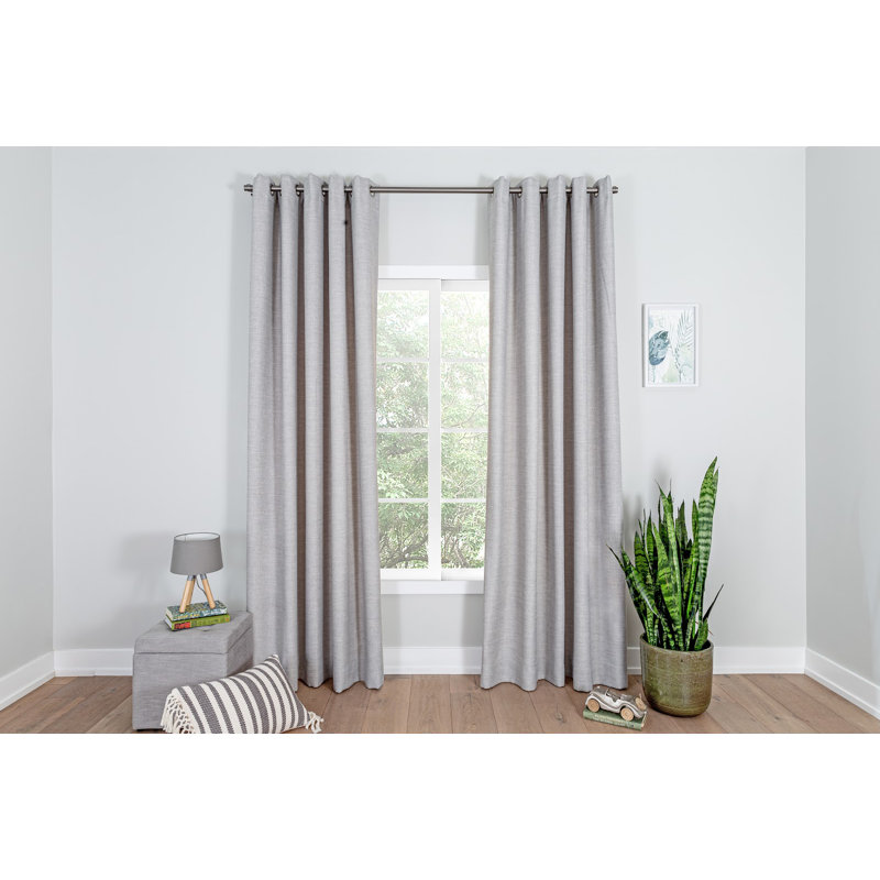 Paire de rideaux unis avec œillets, Gris clair, L 64 po x L 108 po