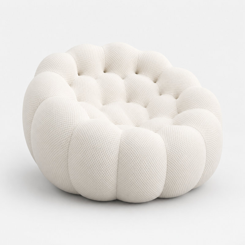 36" Funky Bubble Cloud Couch with 3D Honeycomb Shape Design, Mesh Fabric Bubble Sofa, Bean Bag Chair,Ergonomic Mini Floor Cloud Sofa for Bedroom, Living Room, Apartment, Small Space (Black Couch)
