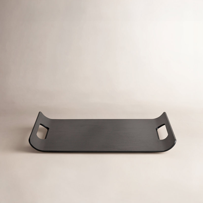 WILO Hardwood Tray with Handles, Large 1.57" H " 16.93" W x 12.2" D, Black