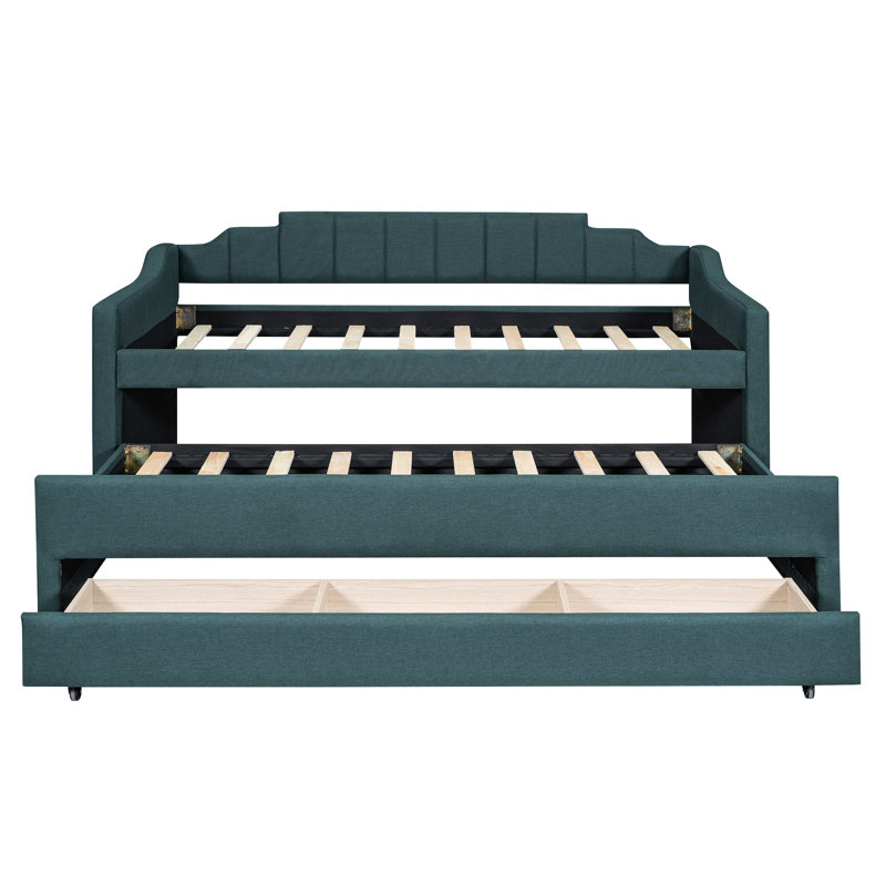 Twin Size Daybed With Trundle And 3 Drawer Enhancements For A Practical Bedroom Decor Combinations Style, Green