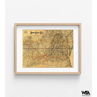 Richmond And Louisville Railroad Print, Antique Train Poster Print, Old Railway Map Art, Rustic Entryway Wall Art, Richmond Map Print