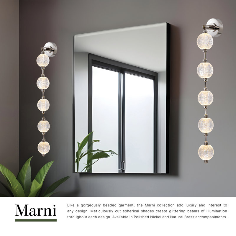Marni 1 - Light LED Bath Sconce, Natural Brass
