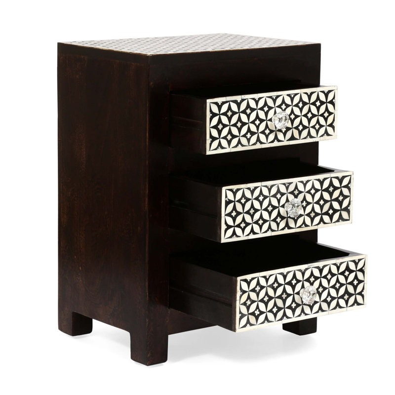 Table de chevet 3 tiroirs en bois