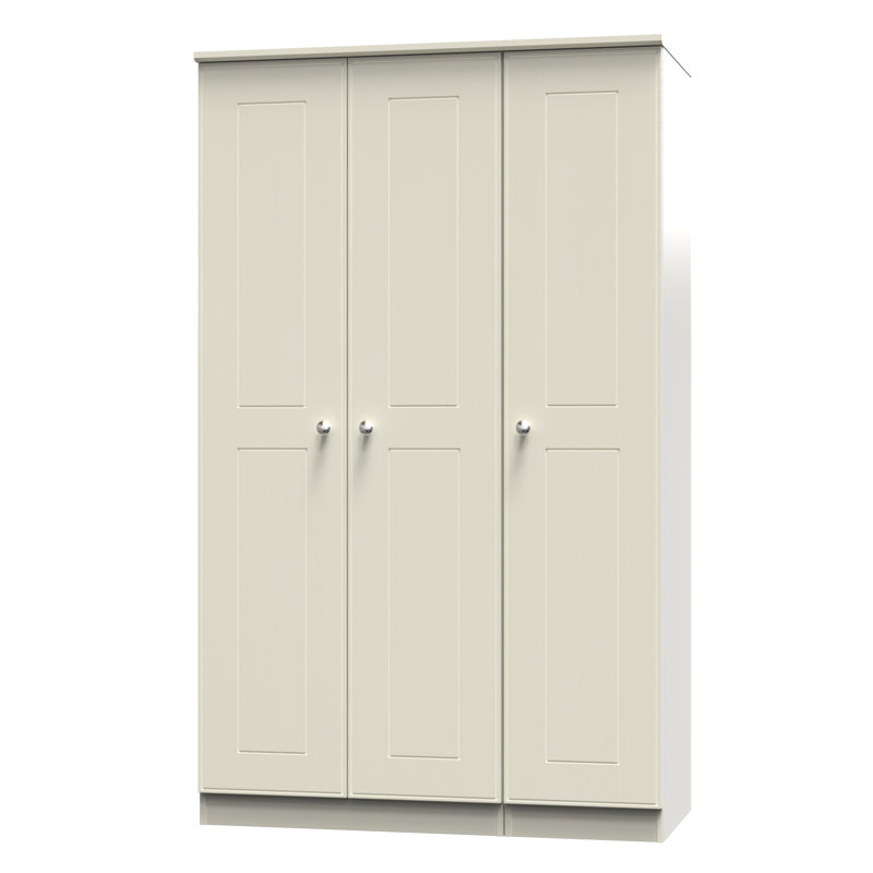 Conners Triple Plain Wardrobe, Cream Ash