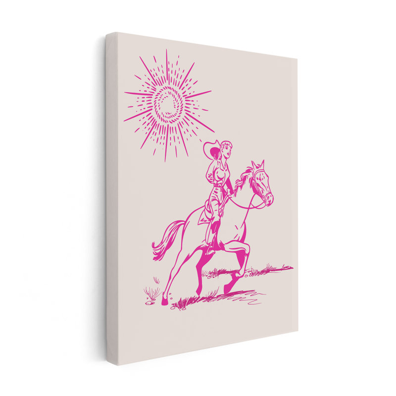 Cowgirl No2, Canvas, White Framed, 08"H x 10"W