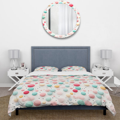 Ensemble de housse de couette à pois bleu et rose