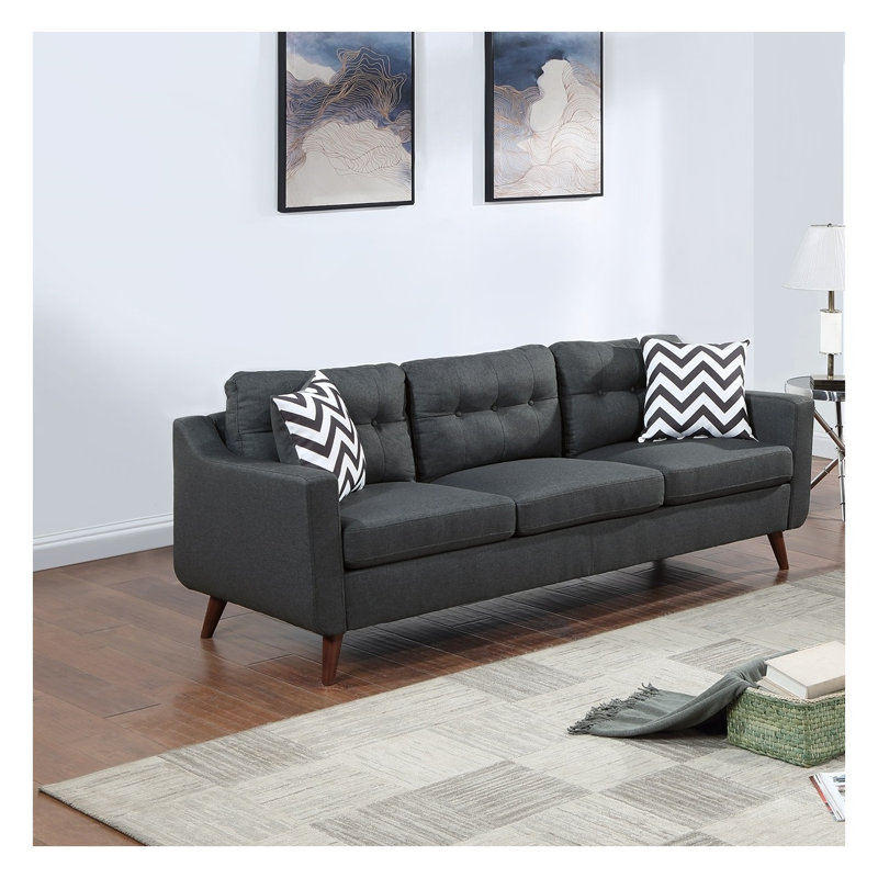 Causeuse moderne avec canapé et coussins 2 pièces, ensemble de canapé en polyfibre noir, coussins capitonnés, salon