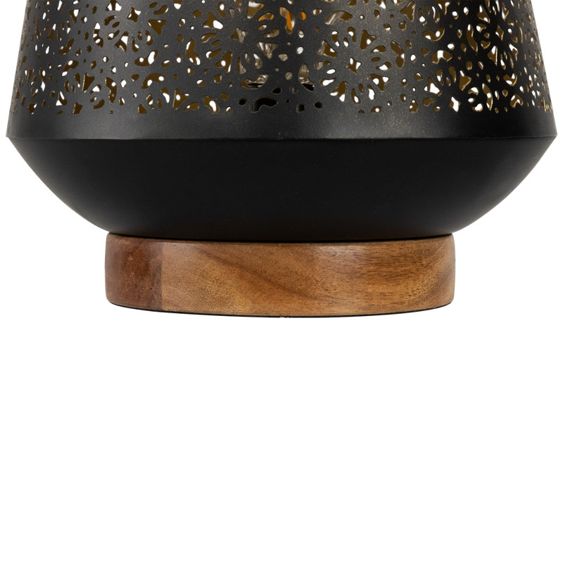 Floral Laser-Cut Table Iron Lamp With Base - 10.75" - Black