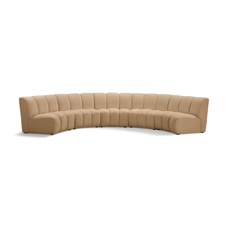 Canapé modulaire en velours Infinity, Velours brun clair, 5 pièces