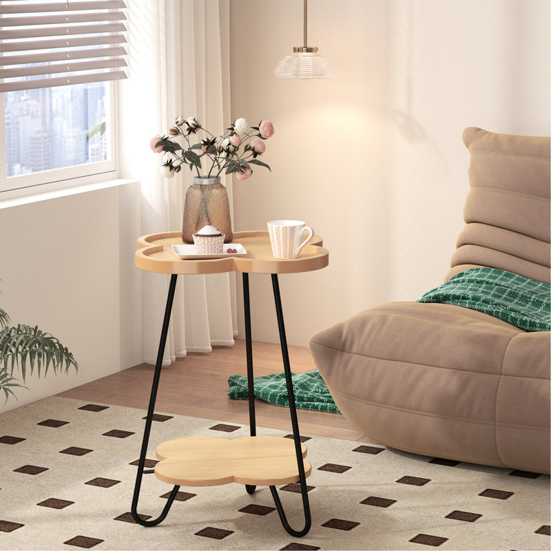 Table d'appoint ronde avec motif de pétales - matériaux polyvalents pour une utilisation intérieure et extérieure